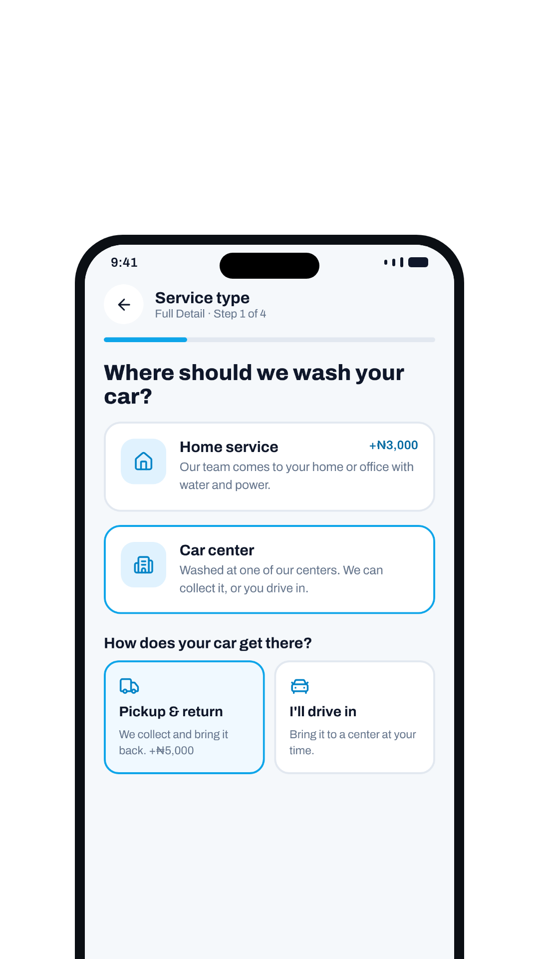 Choosing home service or a car center
